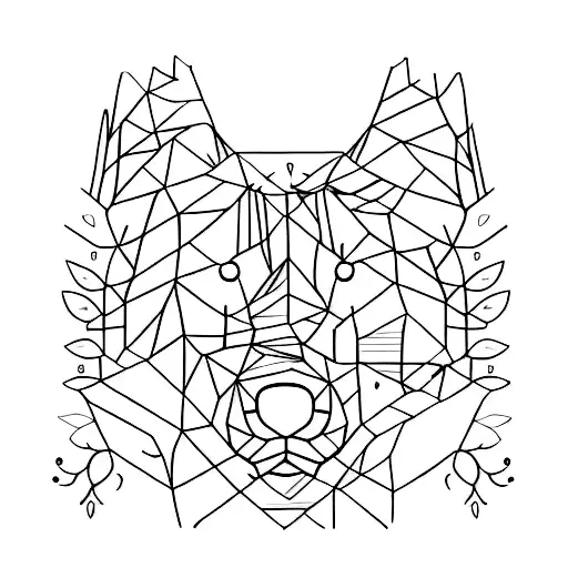 A minimalist tattoo of a bear walking along a path through a forest, with musical notes floating around it tattoo design idea