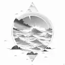 sunrise and ocean tattoo design idea