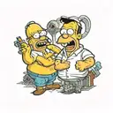 peter griffin and homer simpson tattoo design idea