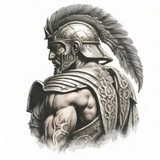 ancient greek warrior tattoo design idea