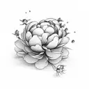 A library shelf filled with books and peonies intertwined tattoo design idea