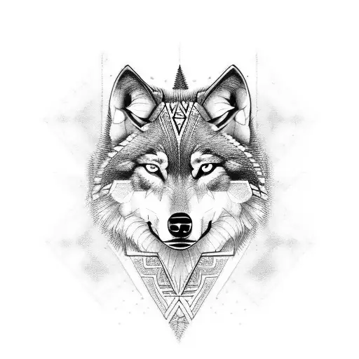 wolf tattoo with maori and geometry design tattoo design idea