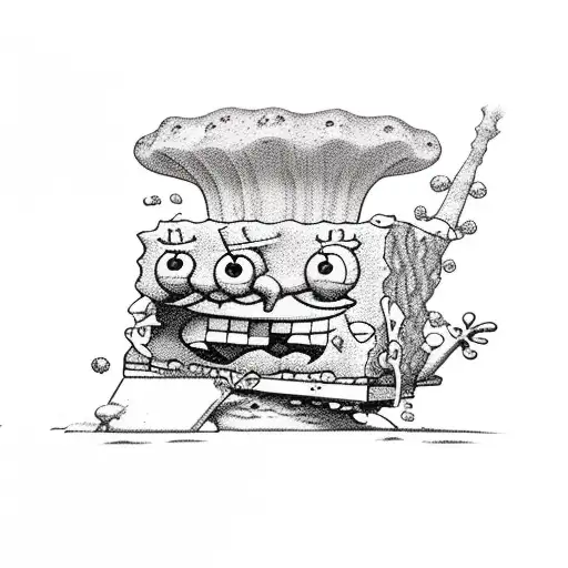 sponge bob and patrick in awe tattoo design idea