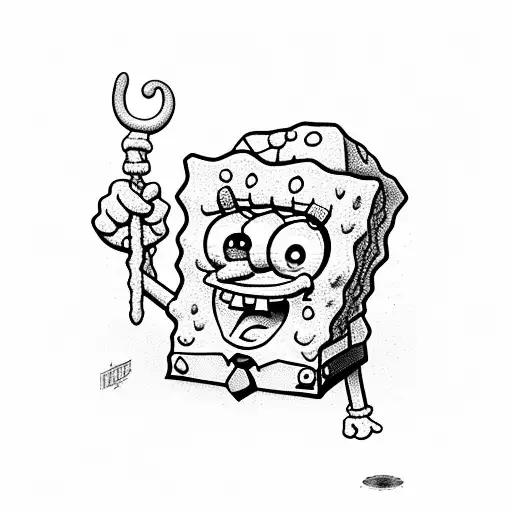 sponge bob and patrick loking at something big tattoo design idea