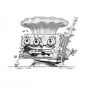 sponge bob and patrick in awe tattoo design idea