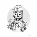 sponge bob and patrick in awe tattoo design idea