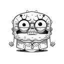 sponge bob and patrick loking at something big tattoo design idea