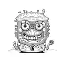 sponge bob and patrick loking at something big tattoo design idea