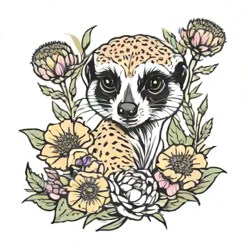 meerkat scottish thistle flowers tattoo design idea