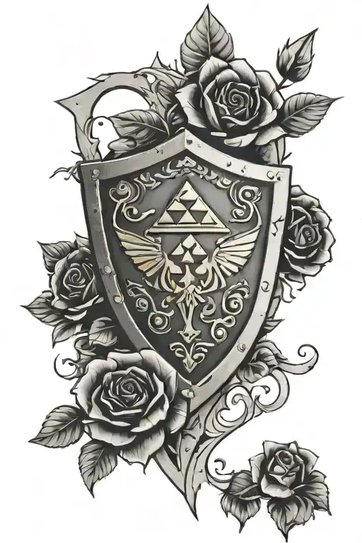 Shield With Roses Symbol 80+ Zelda Shield Tattoo Ideas in 2026 - BlackInk AI