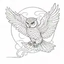 flying owl tattoo design idea