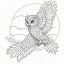 flying owl tattoo design idea