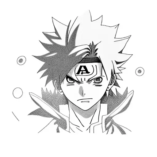 A collage of iconic anime characters like Itachi, Gaara, and Kakashi in a black and grey style tattoo design idea