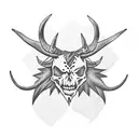 A bold blackwork design featuring Itachi's Mangekyou Sharingan and a Texas longhorn skull, combining the passions for anime and Texas tattoo design idea