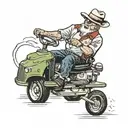 60 year old dad riding a ride on lawnmower and drinking a beer tattoo design idea