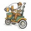 60 year old dad riding a ride on lawnmower and drinking a beer tattoo design idea