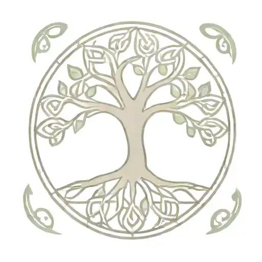 A minimalist tattoo of a Celtic tree of life, symbolizing strength, wisdom, and connection to her Irish roots tattoo design idea