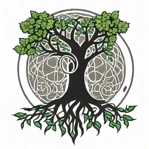 A minimalist tattoo of a Celtic tree of life, symbolizing strength, wisdom, and connection to her Irish roots tattoo design idea