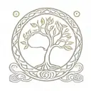 A minimalist tattoo of a Celtic tree of life, symbolizing strength, wisdom, and connection to her Irish roots tattoo design idea