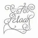 just the name "Elijah" in cursive letters no designs just the name tattoo design idea
