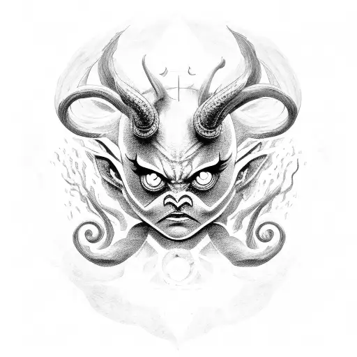 symbolise a demon taking care of a child tattoo design idea