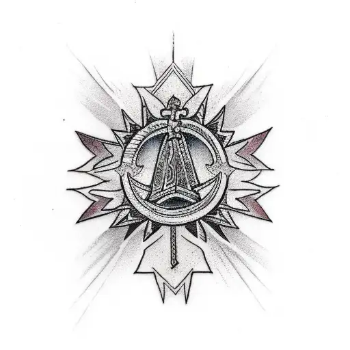 Traditional tattoo design showcasing the unity of different religions through symbols and icons tattoo design idea