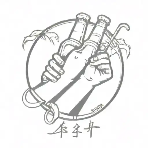 arms holding beer with logo "tropang moses" tattoo design idea