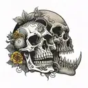 Skull and half moon tattoo design idea