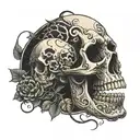 Skull and half moon tattoo design idea