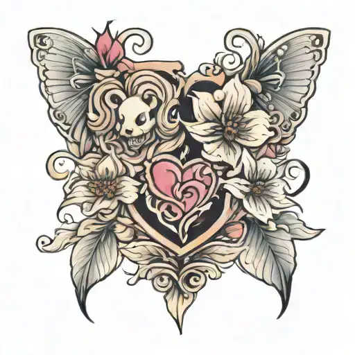 Abigail & Bailey with hearts and flowers small tattoo tattoo design idea