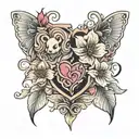Abigail & Bailey with hearts and flowers small tattoo tattoo design idea