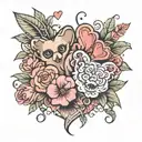 Abigail & Bailey with hearts and flowers small tattoo tattoo design idea