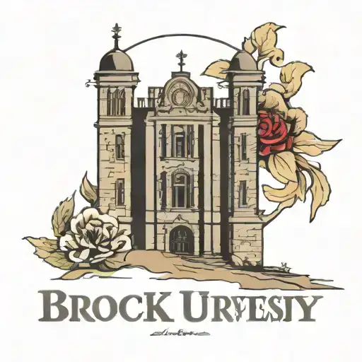 Brock University Schmon Tower with words BGB around it tattoo design idea