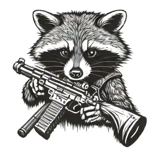 Raccoon Wearing Night Vision Holding A Gun Shooting Tattoo  tattoo design idea