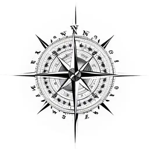 compass with coordinates  tattoo design idea