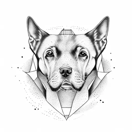 A portrait of a loyal dog with the vast Atacama Desert as the background tattoo design idea