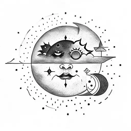 sun and moon tattoo design idea