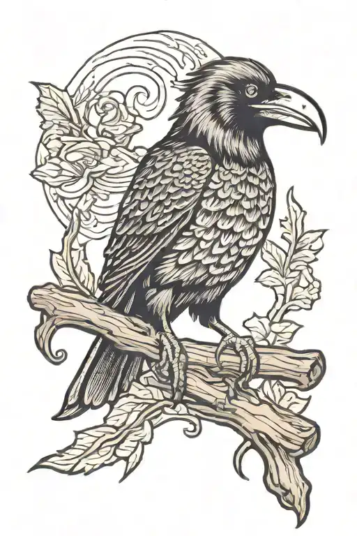 crow with a wooden  peg leg tattoo design idea
