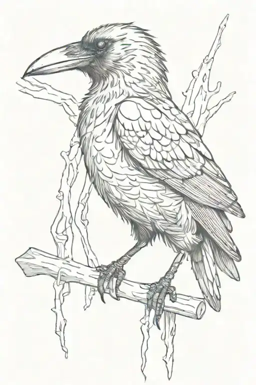 crow with a peg leg tattoo design idea