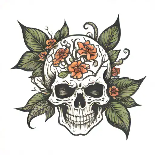 skull poison tree tattoo design idea
