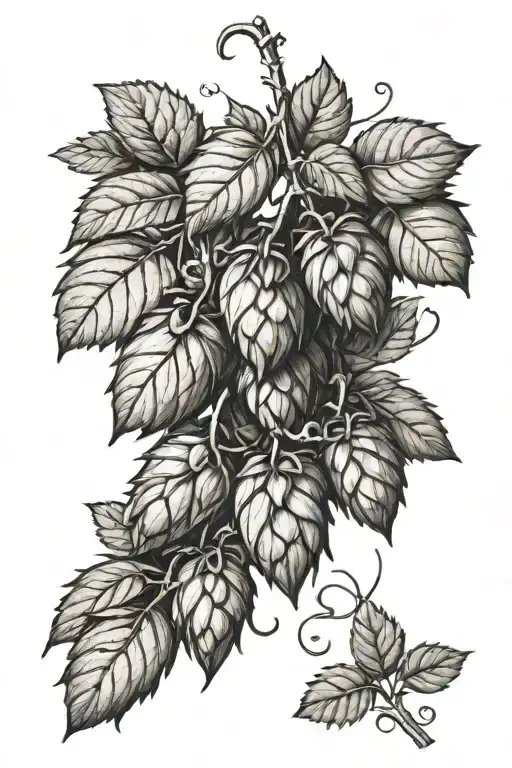 botanical hops vines tattoo design idea