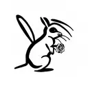 Leaping Rabbit with Rose  tattoo design idea