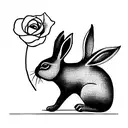 Leaping Rabbit with Rose  tattoo design idea