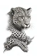 wise leopard in the shadow of the wind tattoo design idea