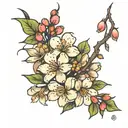 jasmine  cherry blossoms tattoo design idea