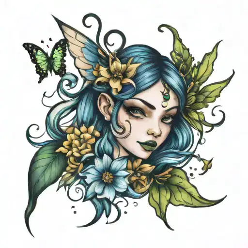 fairies flowers  tattoo design idea