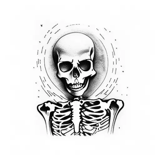 skeleton praying, $uicideboy$ style tattoo design idea