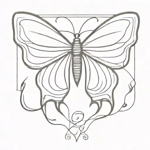 a butterfly with seni colon for body and snakes for wings tattoo design idea