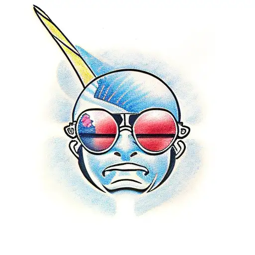 planet earth in rayban sunglasses with big thumb up in disney 30s art style tattoo design idea