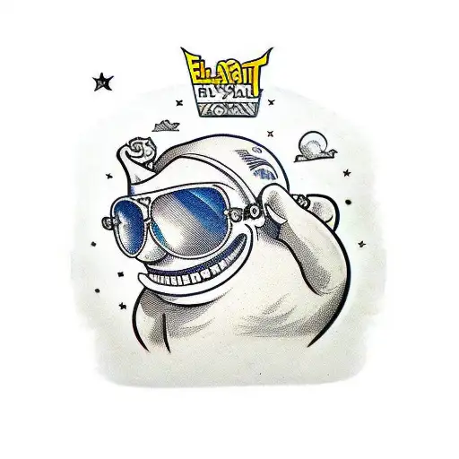 planet earth in rayban sunglasses with big thumb up in cuphead art style tattoo design idea